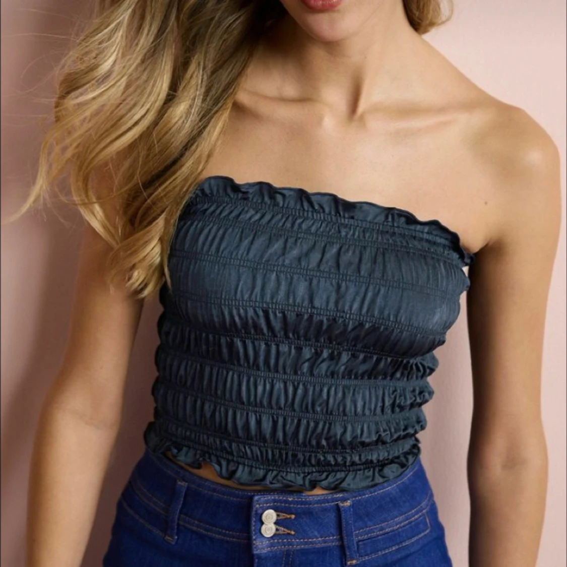 Marinblå bandeau-topp - 90