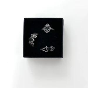 Ringar  - Jättefina silvriga ringar med coola svarta stenar!! Aldrig använda. De är i olika storlekar. Rengör alla smycken innan jag skickar dem!!