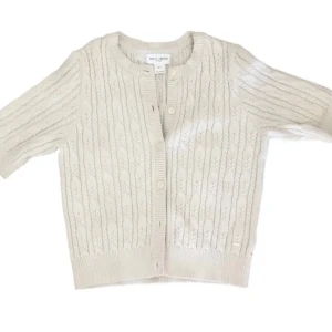 Kortärmad kofta/stickad tröja - Jättesöt kabelstickad kortärmad kofta från Holly Whyte/Lindex! Inga defekter förutom en liten fläck som knappt syns! (Bild nr 2)