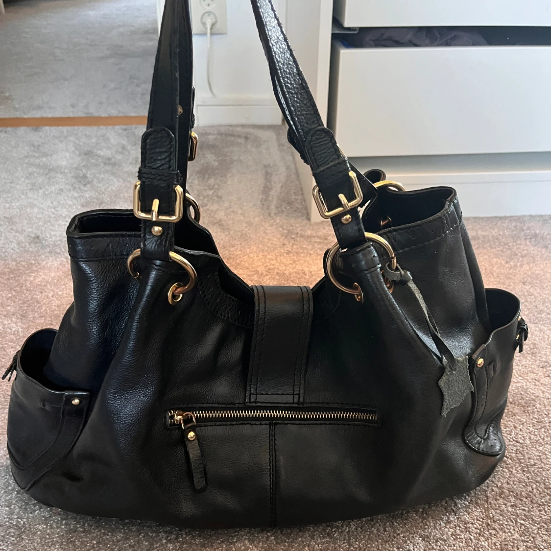 Svart läder väska - 90