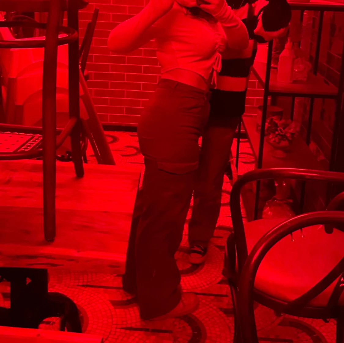 Militärgröna cargo jeans - 90