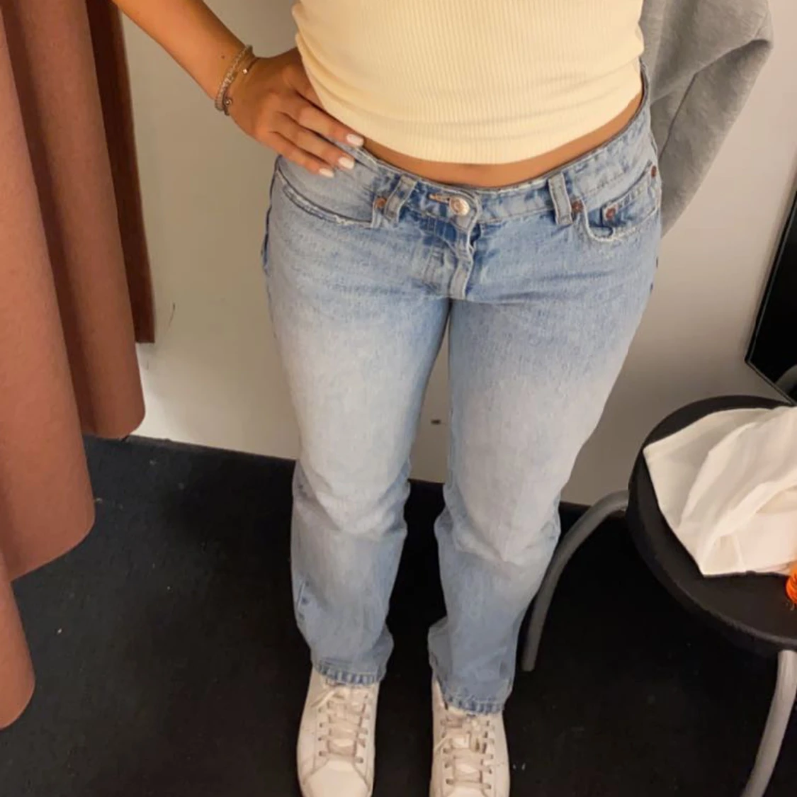 Ljus blåa Zara mid Rise Straight jeans - 90