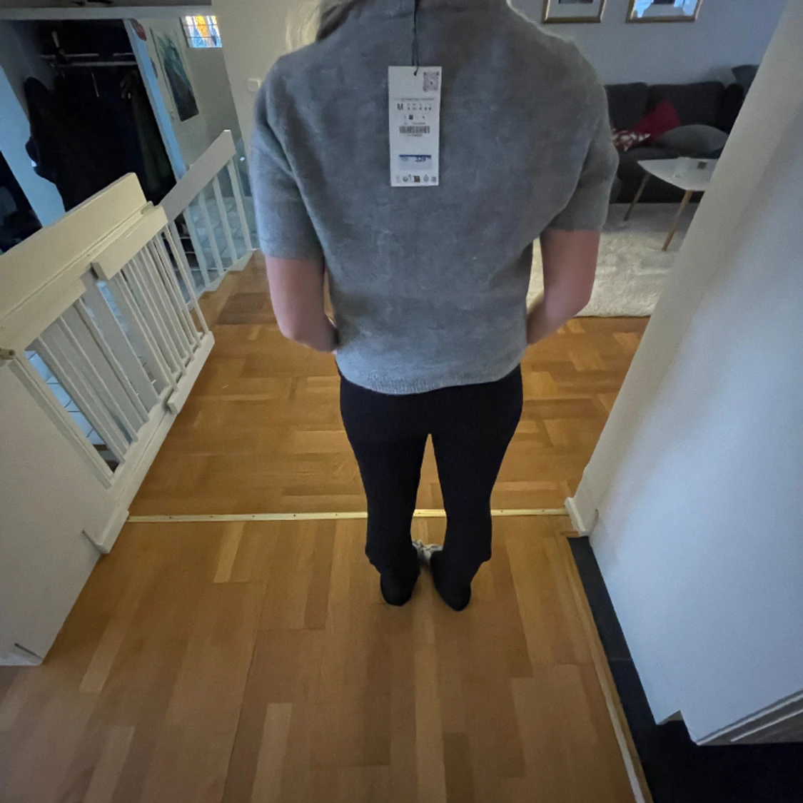 Kortärmad stickad tröja  - 91