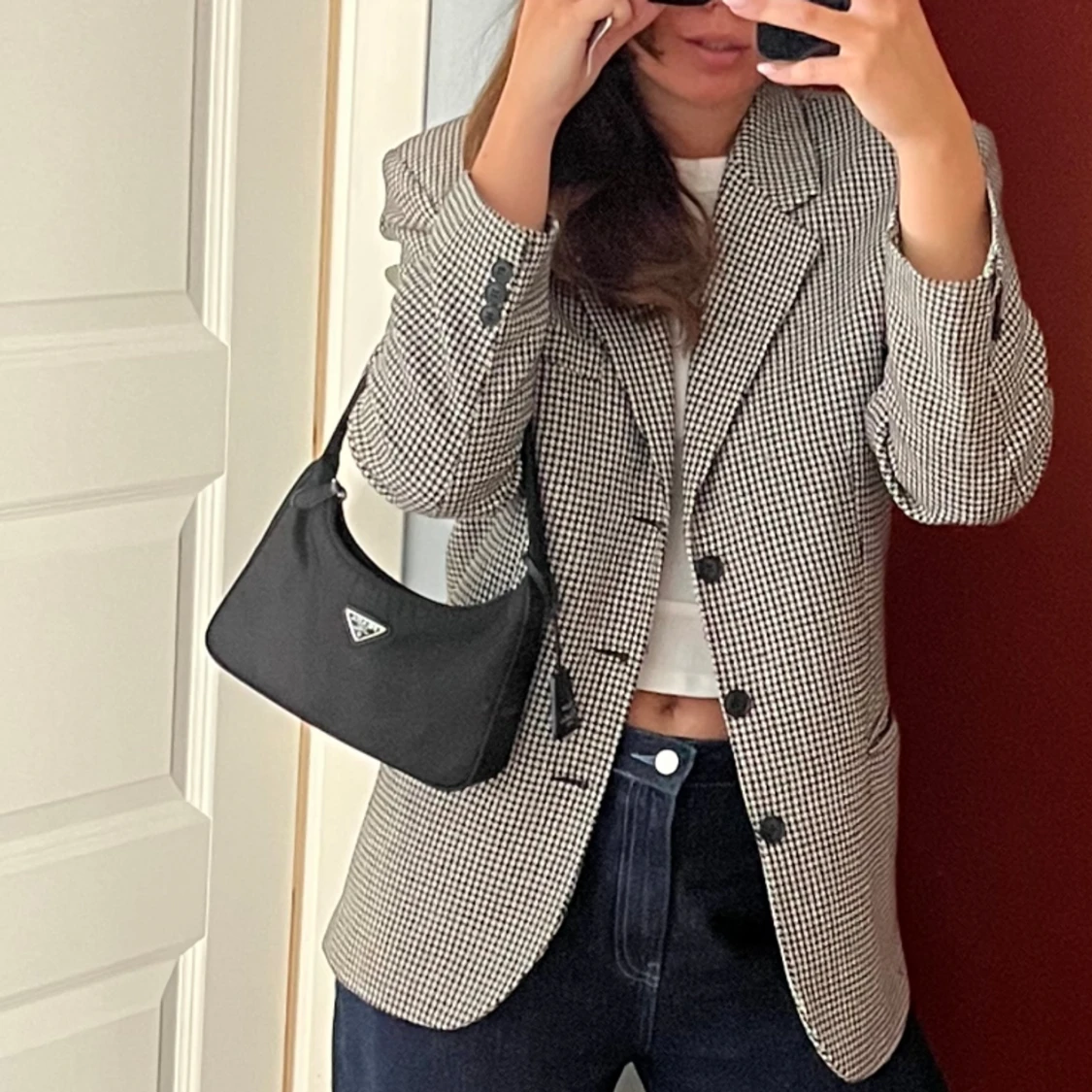 Svartvit rutig kavaj