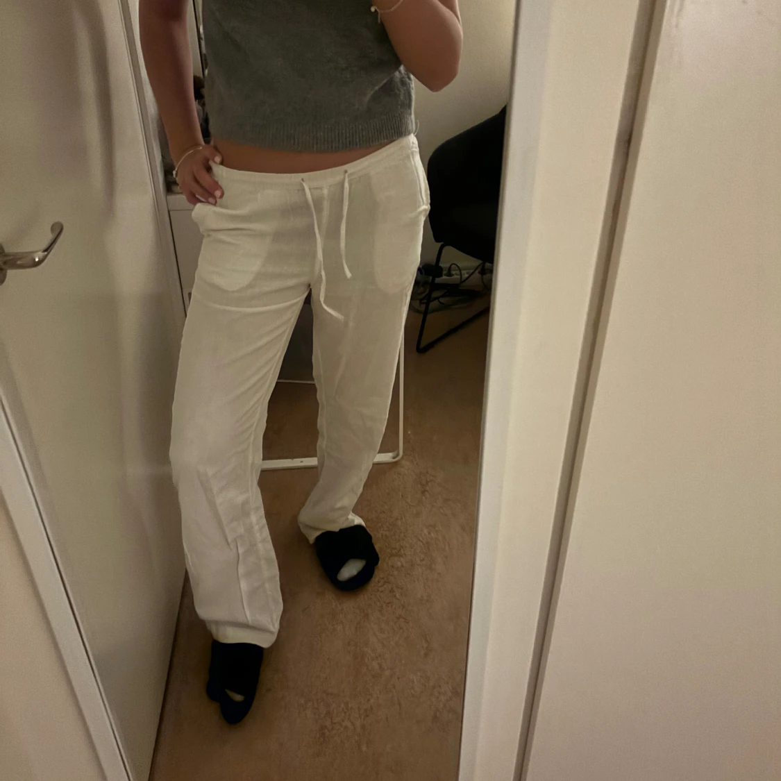 Vita Linnebyxor  - 90
