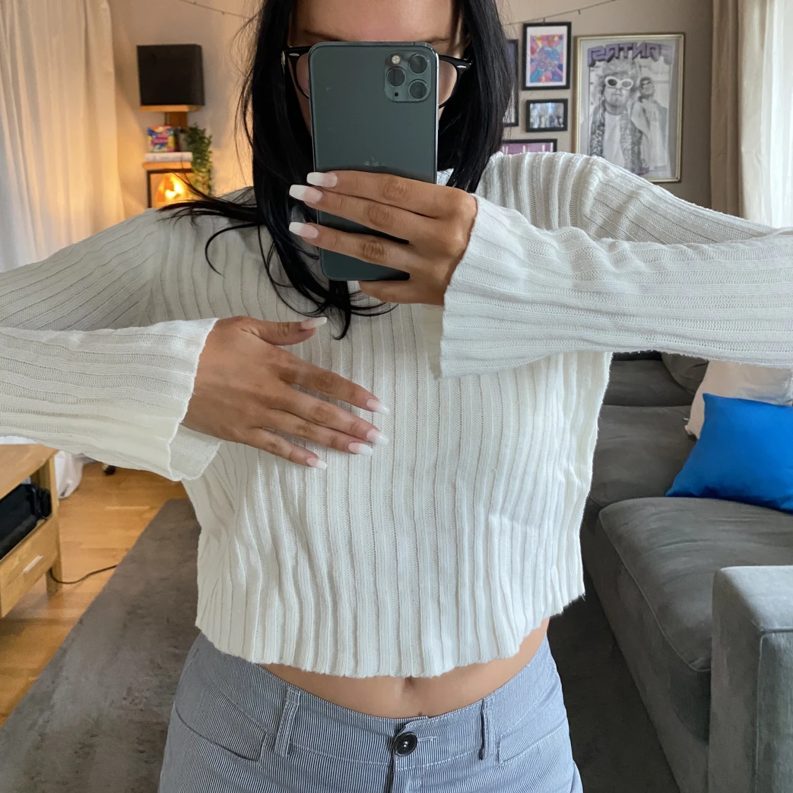 Vit stickad 💌💌💌 - 90