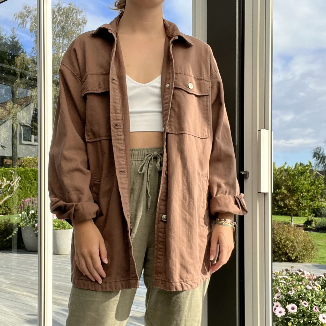 Brun jeansjacka  - 90