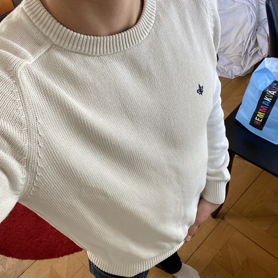 Vit stickad Morris  - 90