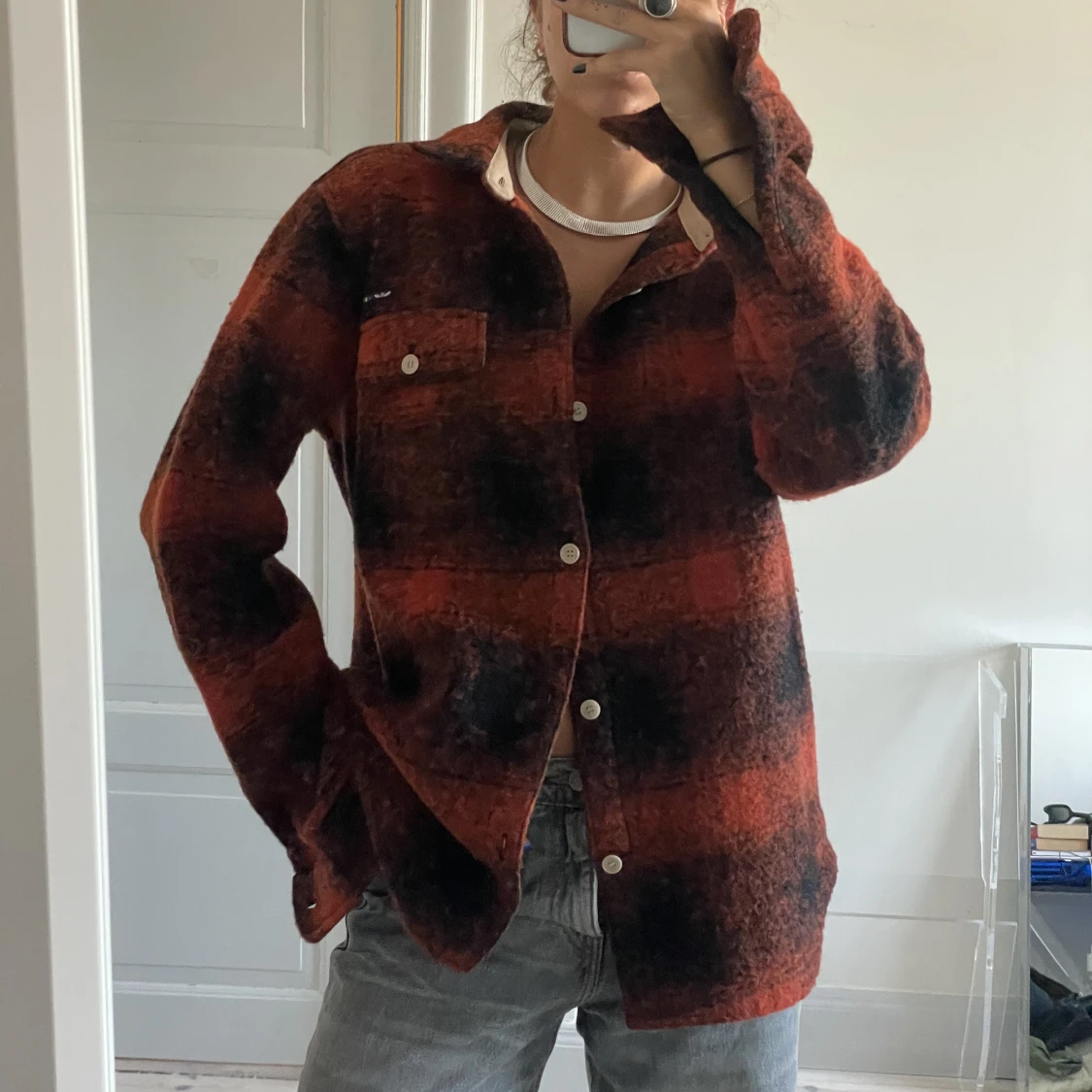 Ull-jacka i rutig design - 91