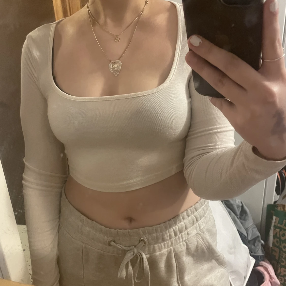 Beige långärmad topp - 90