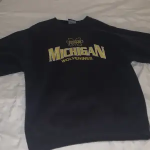 Mörkblå ”Michigan Wolverines” sweatshirt med tryck, mycket bra skick! 70% bomull, 30% polyester. Herrstorlek L!