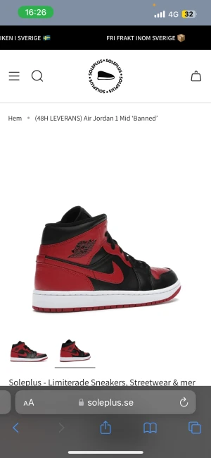 Jordan 1 mid - Jordan 1 mid. Storlek 40 men passar 39 då nike ör mindre i storlekar, använda 2 gånger. Köpta för 2000kr. Säljer då de är stora på mig. Skriv för egna bilder🫶🏼Går ner i pris vid snabb affär! 