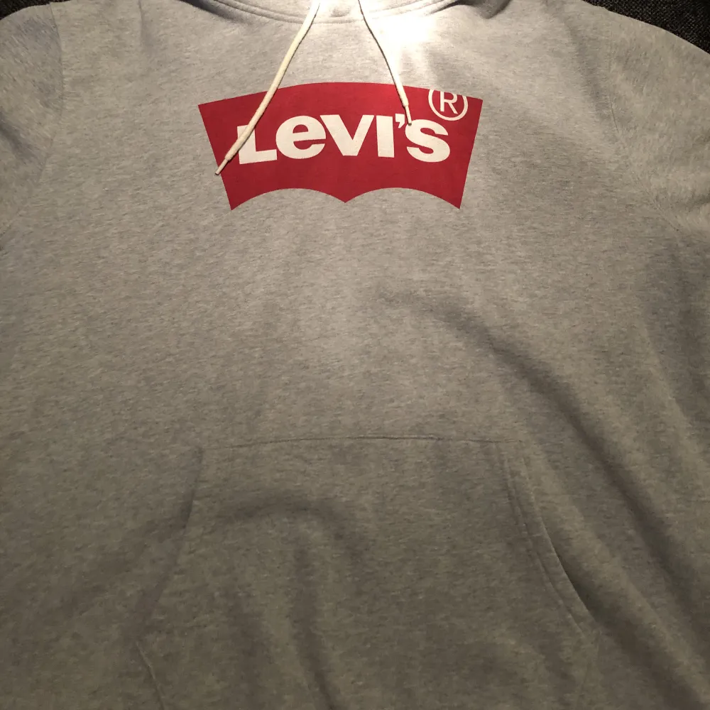 Grå Levi’s hoodie i ny skick🙌 Endast använd tre gånger. Relaxed fit👏. Hoodies.