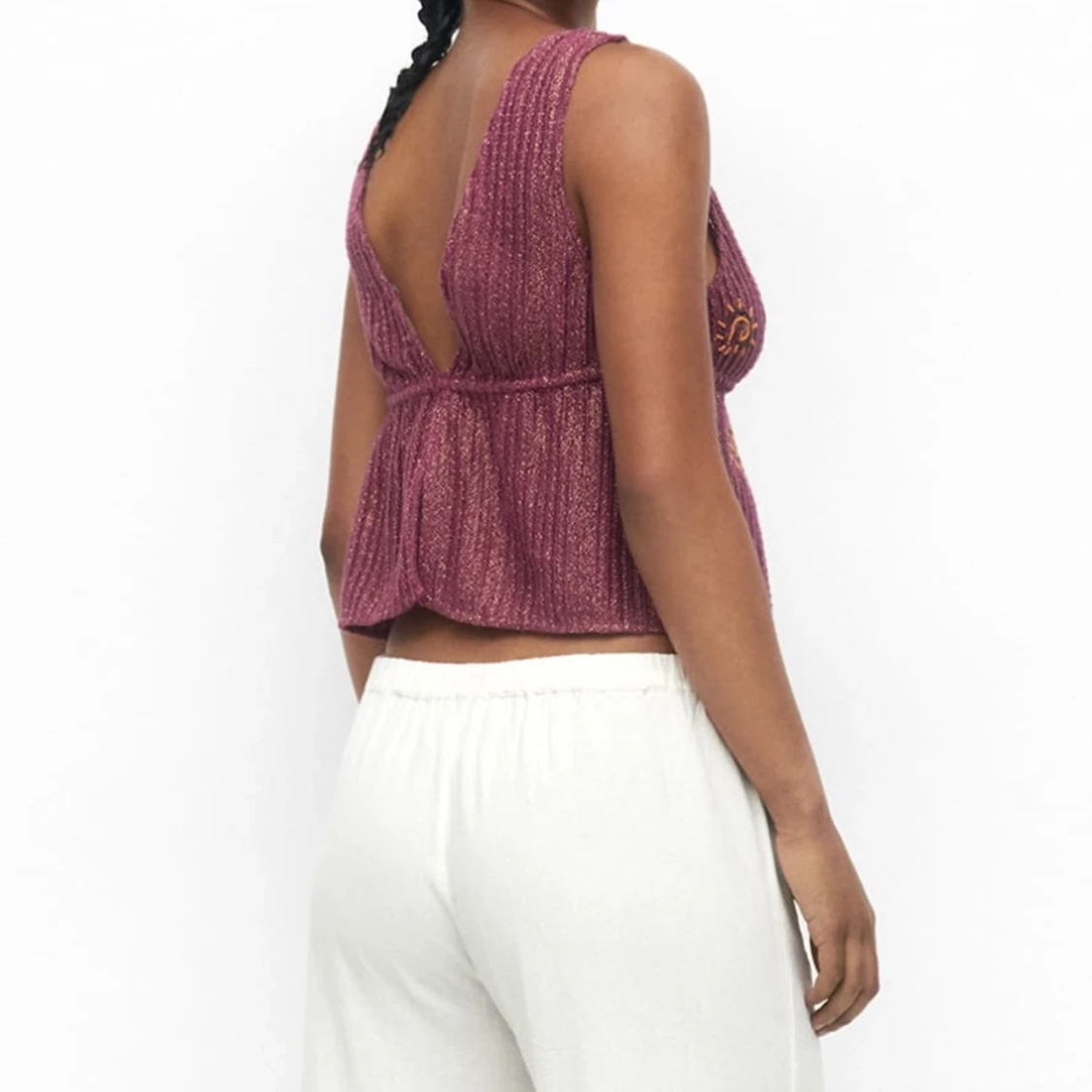 Rustik topp med broderi - 90