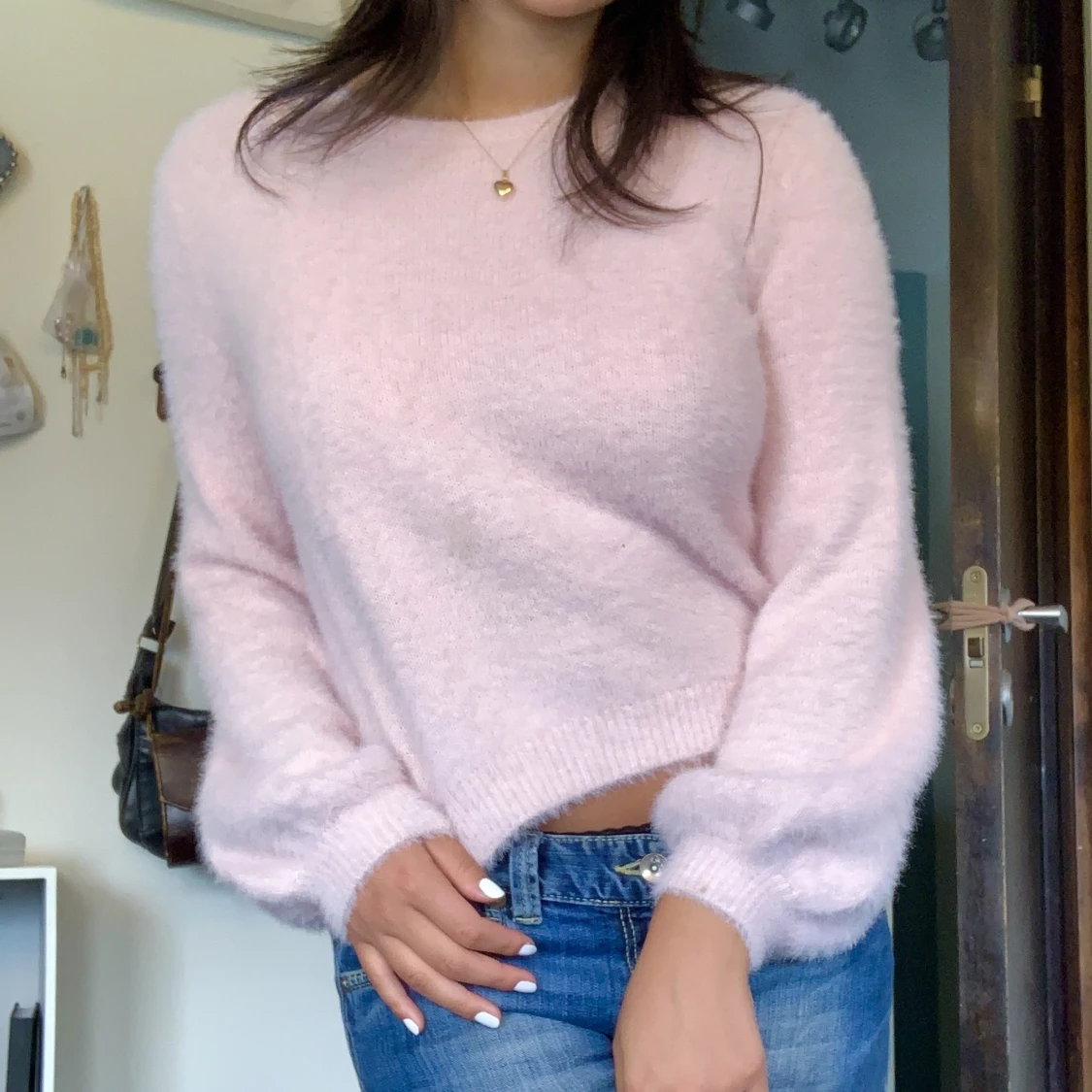 Rosa stickad tröja - 90