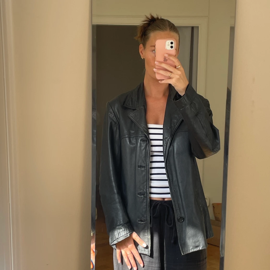 Skinnjacka äkta läder - 90