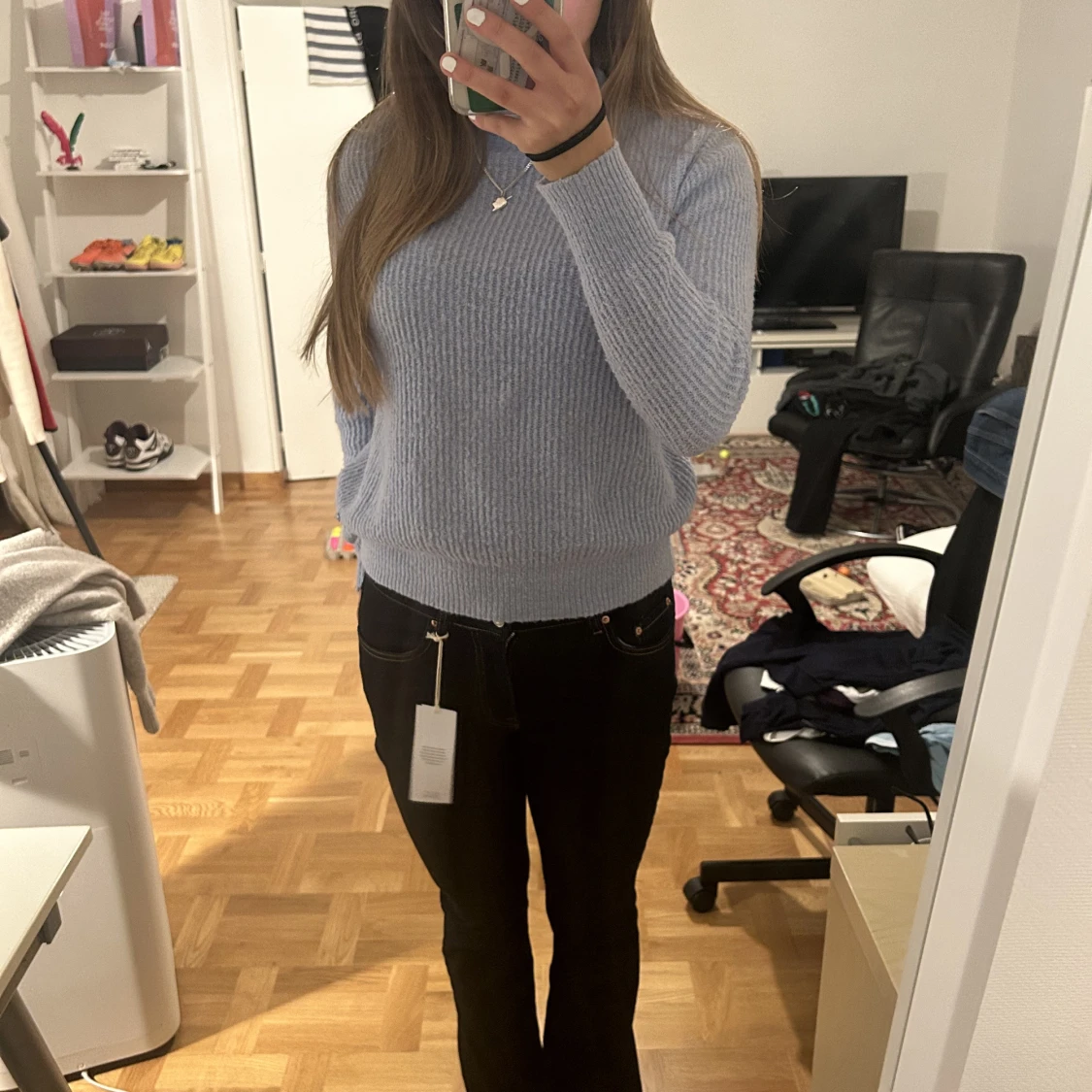 Ljusblå stickad tröja