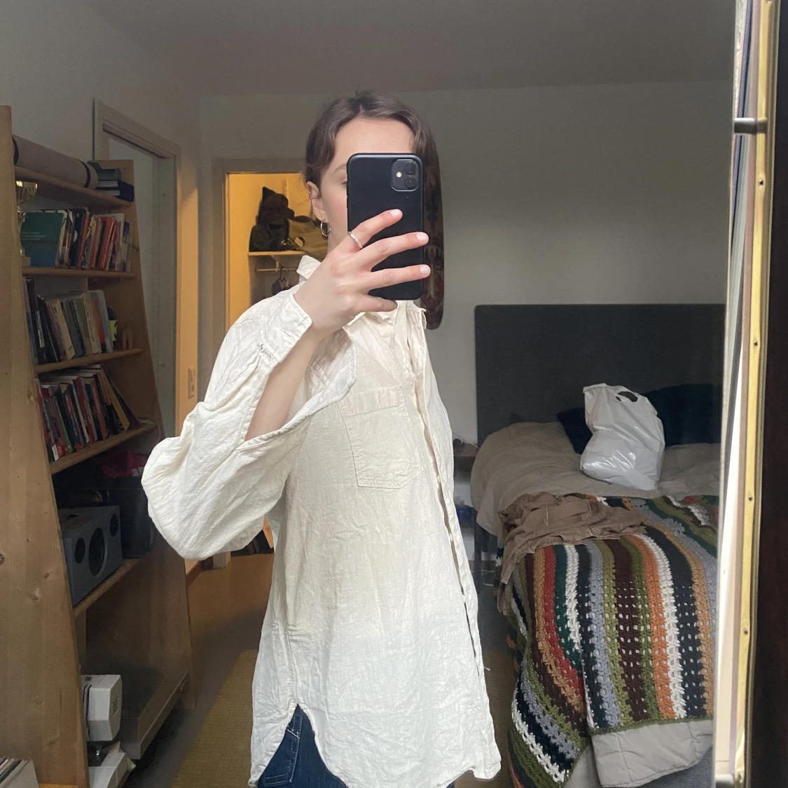 Beige linneskjorta  - 90