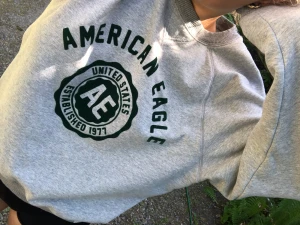 American Eagle sweatshirt  - Sweatshirt från American Eagle. Köpt i usa och använd ett fåtal gånger, så väldigt fint skick! Texten är i mörkgrön sammet.