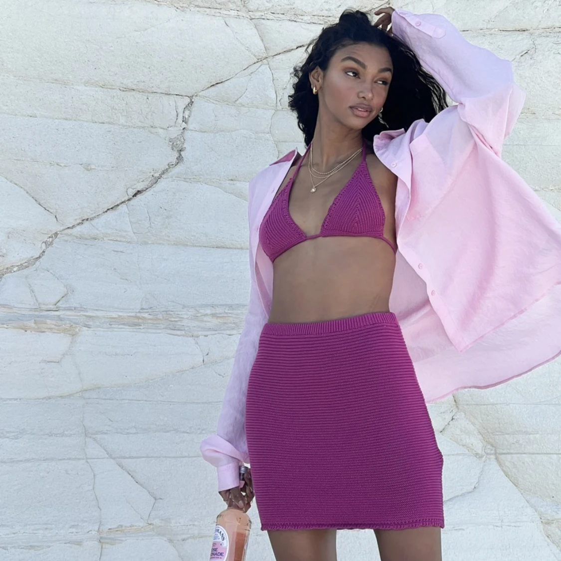 Stickad kjol+topp - 90