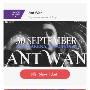 Antwan ståplats biljetter  -  Biljett STÅPLATS till Antwan 30e september   