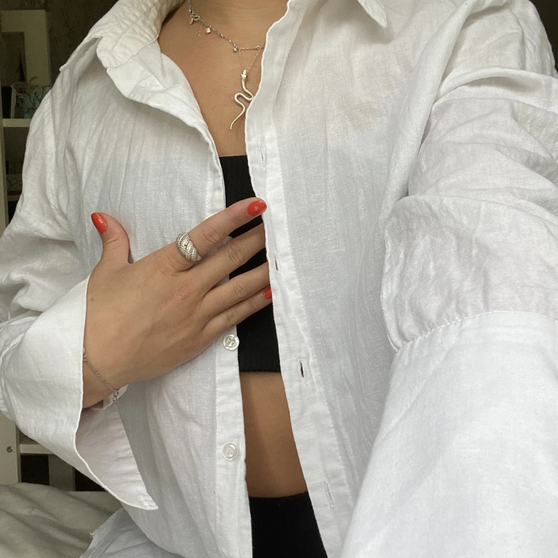 Linné skjorta med vida ärmar - 91