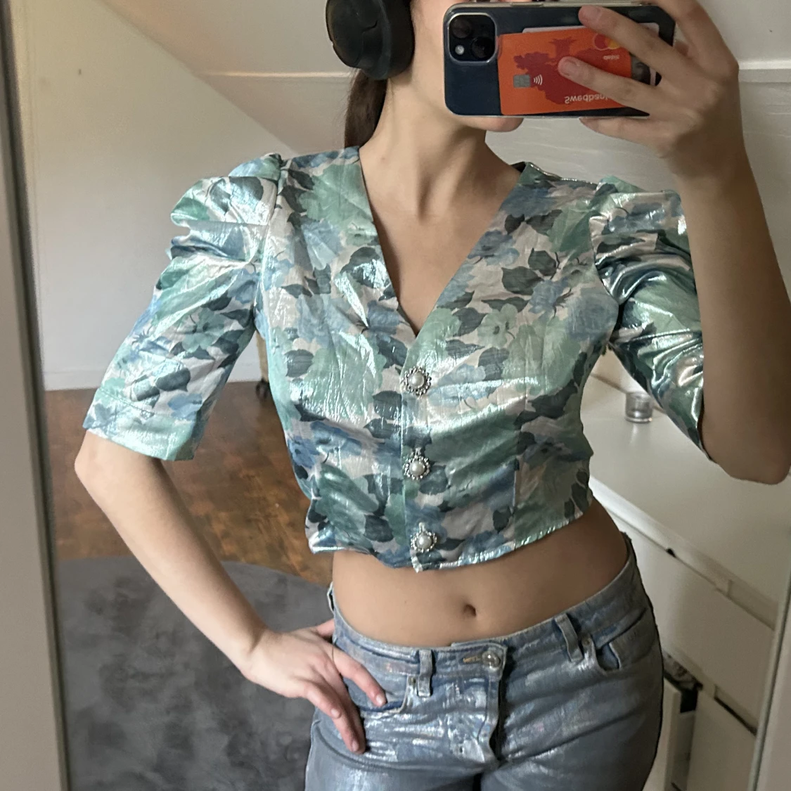 Multifärgad topp med knappar - 90