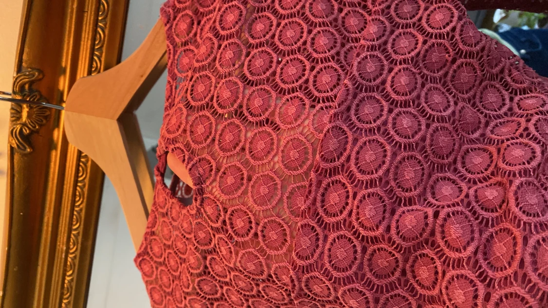 cool rosa halv mesh topp halvlånga ärmar - 91