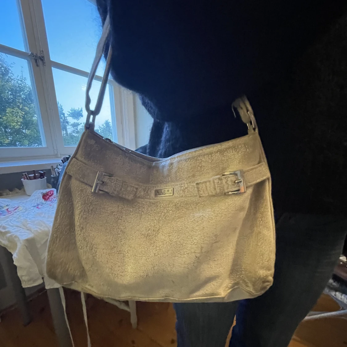 Vit/beige väska - 90