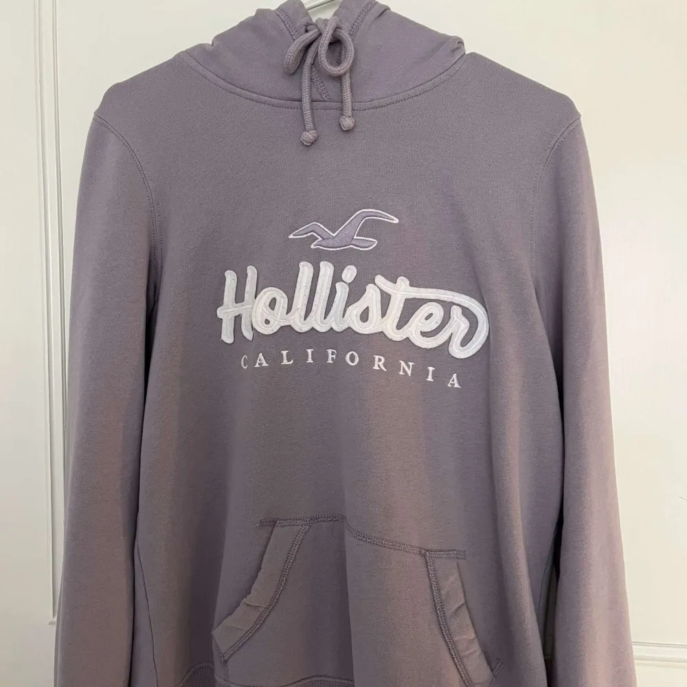 Superfin ljuslila Hollister hoodie i strl s men skulle säga att den mer är lik xs💗väldigt bra skick!. Hoodies.