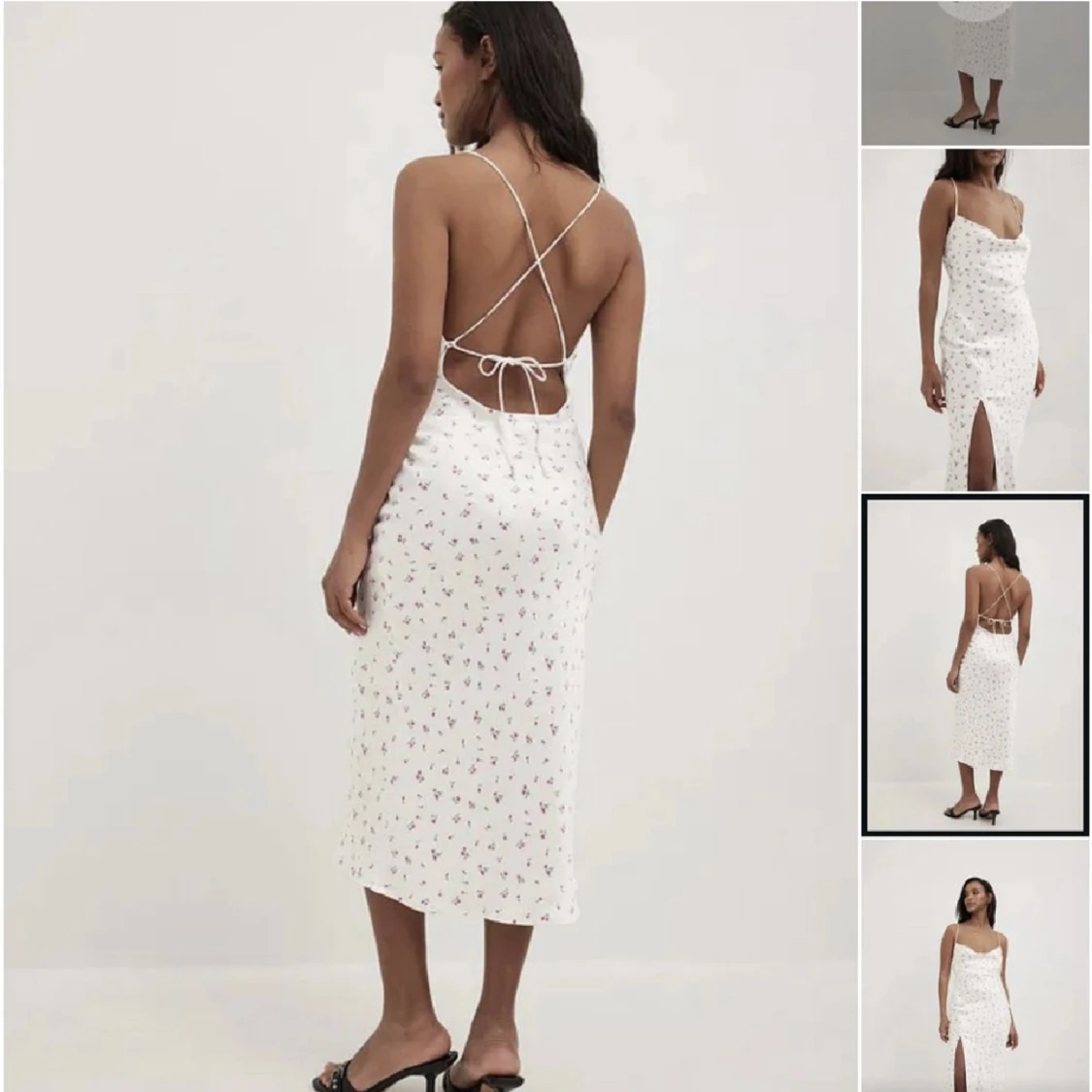 Blommig satinklänning - 90