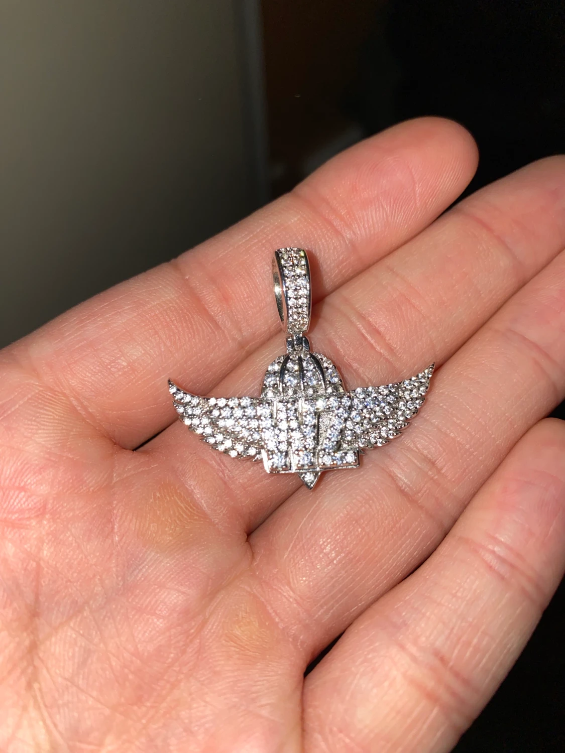 Hängsmycke 14k vitguld pläterad med CZ-stenar - 90