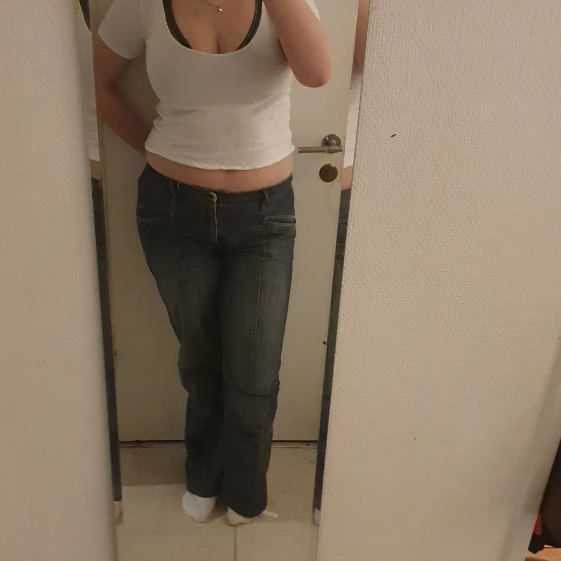 Vit uringad tröja - 90