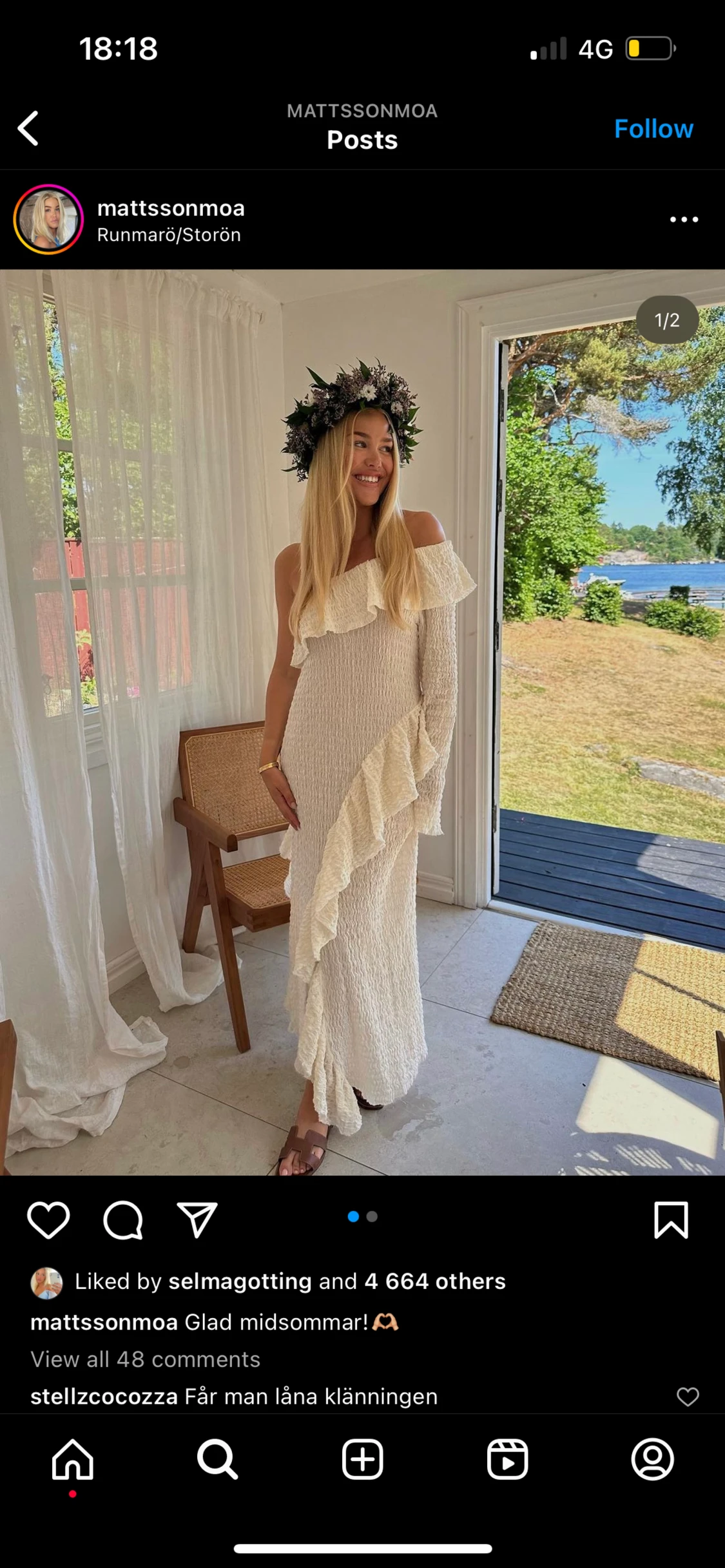 vit volang klänning