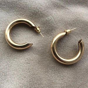 Guldiga örhängen -  Säljer dessa gulliga ringar för att jag har ett annat par exakt likadana. Aldrig anväda, orgpris: 59kr. 🩷 Tar gärna imorgon frågor😊