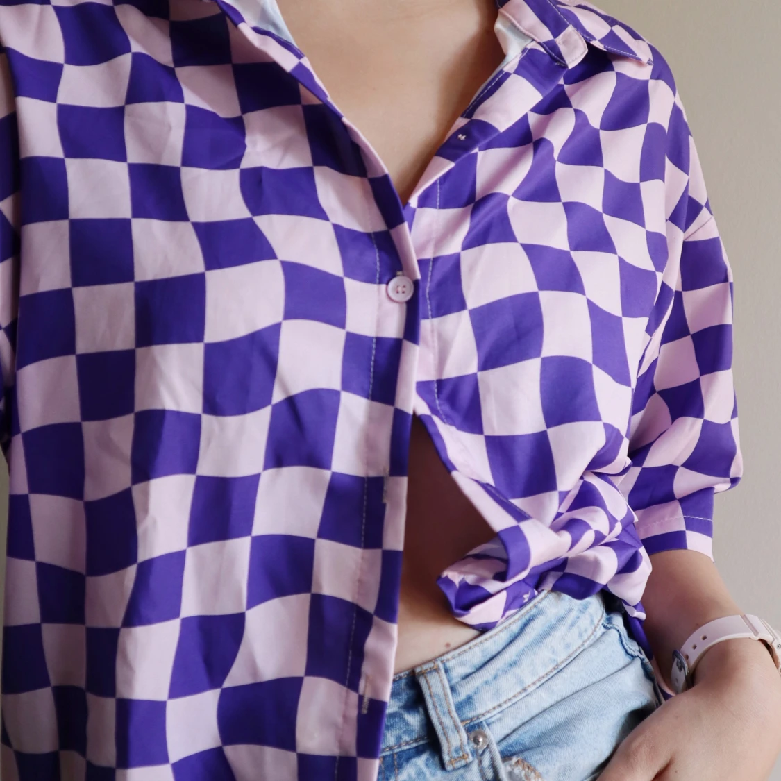 Oversized rutig skjorta  - 90