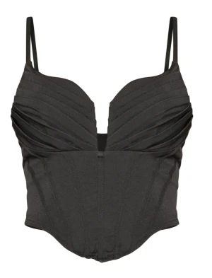 Corset detaljerad top  - Svart linne/korsett topp med dragkedja på ryggen. Säljer eftersom att den är för liten på mig 