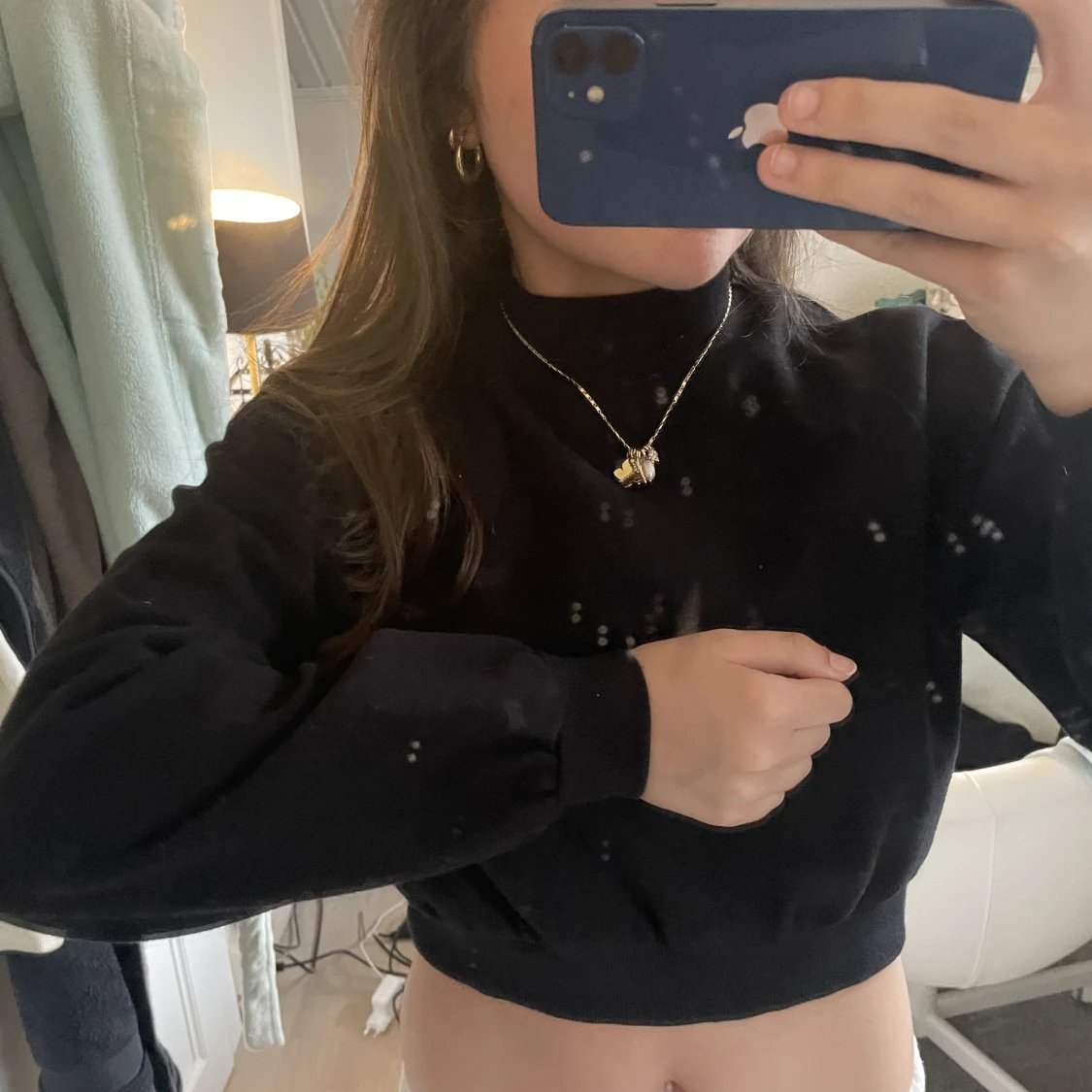 Croppad svart tröja  - 90