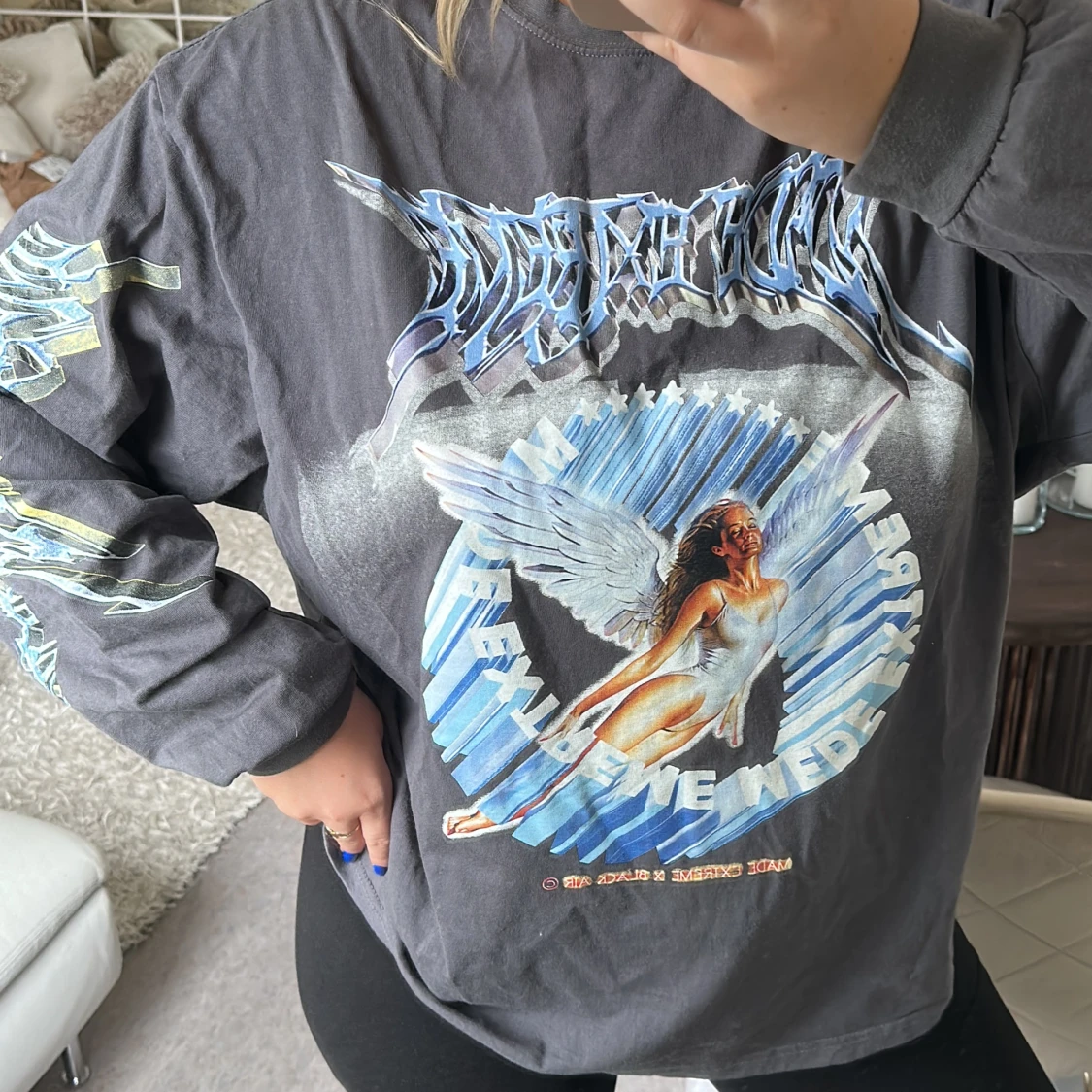 Sweatshirt med coolt tryck  - 90