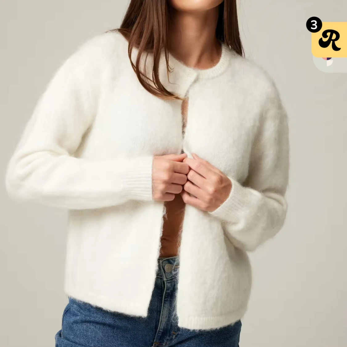 Vit fluffig kofta från H&M - 1