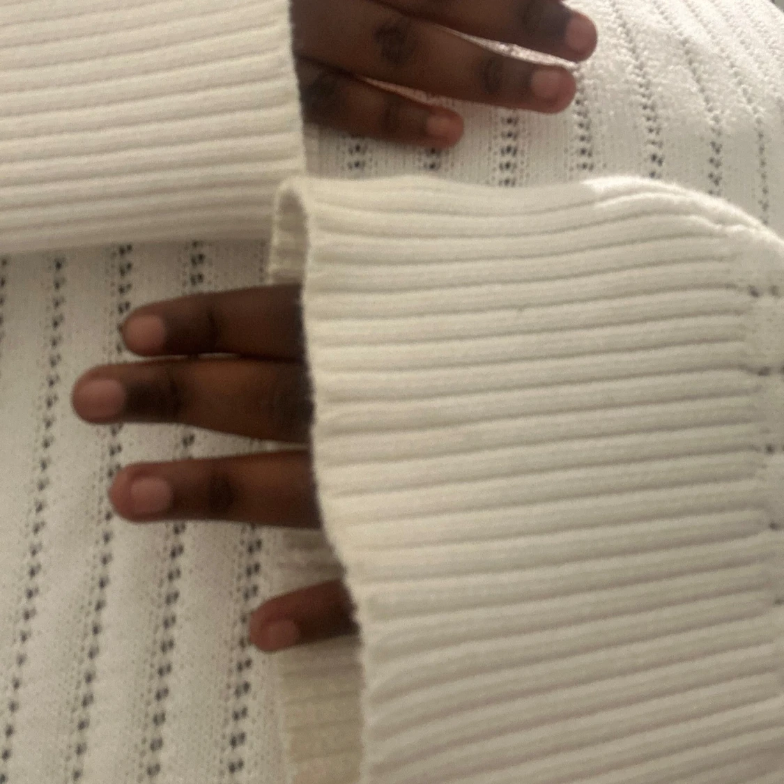 Vit stickad tröja från C, XL - 2