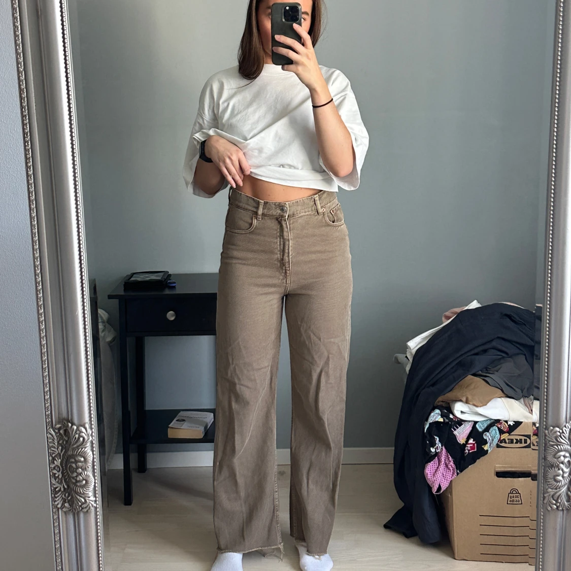 Beige wide jeans från Zara - 1