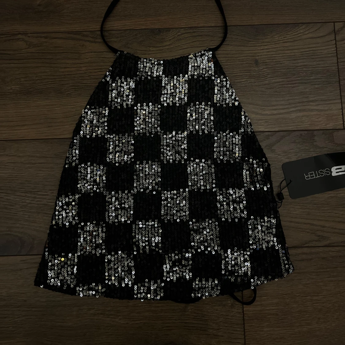 Svart och silver paljett-topp