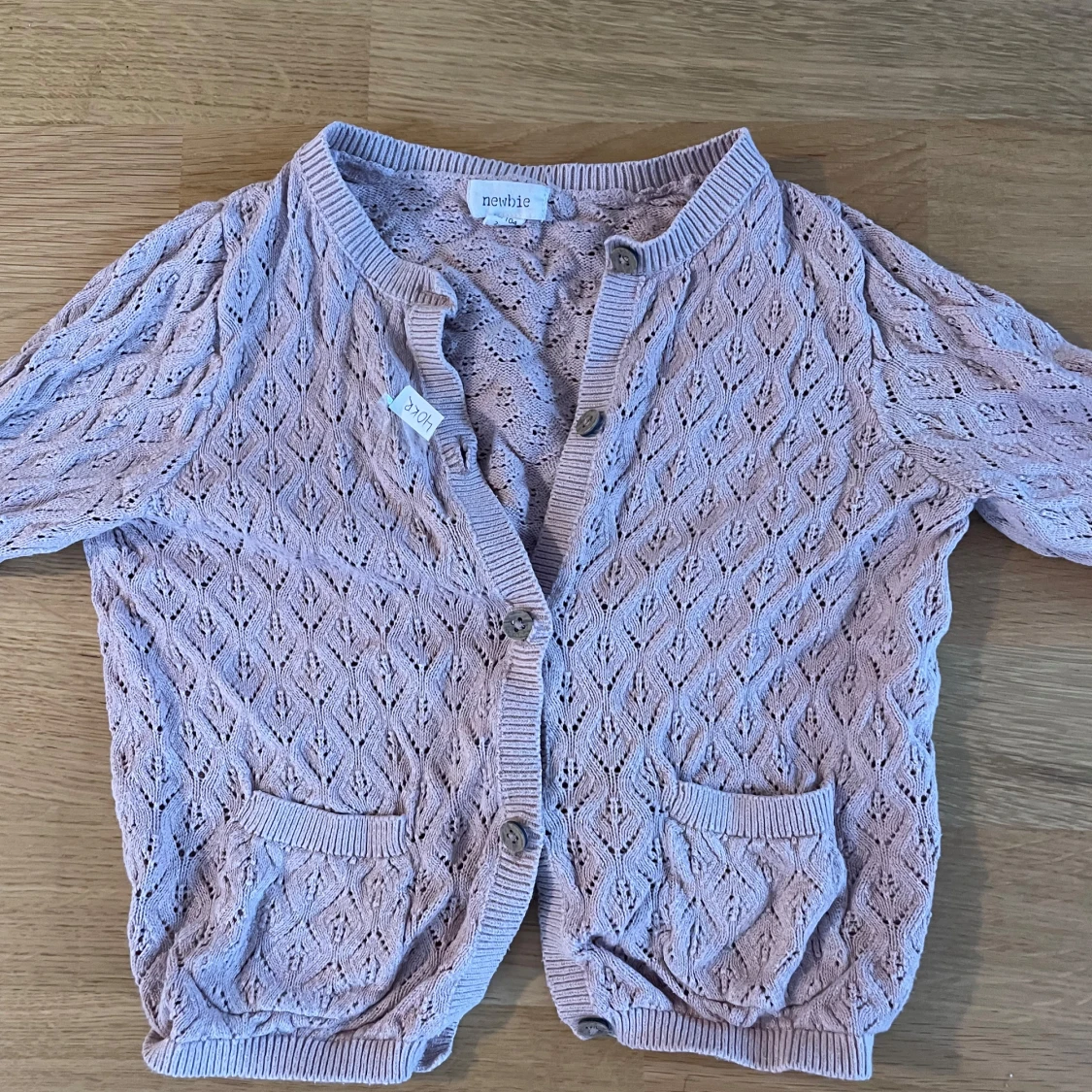 Ljusrosa kofta från Newbie i bomull - 1