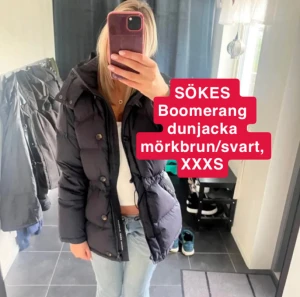 SÖKER BOOMERANG JACKA XXXS-XXS - SÖKES Boomerang dunjacka mörkbrun/svart, XXXS–XXS!!❤️