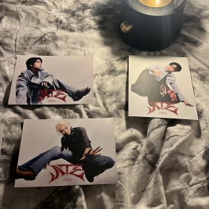 Official! Stray kids postcards/miniposters - (SKRIV VILKA NI VILL KÖPA! 55kr STYCK! Skickar altid extra bilder innan köp!). REA OM NI KÖPER FLER!) LEE KNOW ÄR SÅLD!    Coolt photobook med exklusiva bilder på medlemmarna i K-popgruppen STRAY KIDS Perfekt för fans som vill ha snygga foton och samlarobjekt med modern och edgy stil. Inspirerande för unga vuxna och ungdomar som älskar musik och koreansk popkultur. (Kommer med freebies!)
