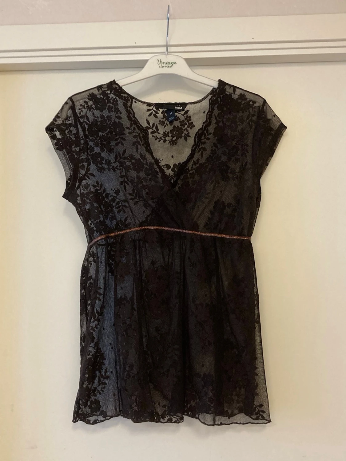 🍒Brun v-ringad babydoll spetsblus🍒