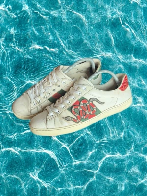 Gucci Ace King Snake - Gucci Ace King snake i storlek UK 8.5 vilket motsvarar 43-44, innersula = 27,9cm och KVITTO FINNS!– enkla att matcha och sköna att bära. Ett stilrent val, noggrant utvalt med omsorg av A.M.C!  📩 Frågor? Hör gärna av dig! 📲 Följ oss här på Plick för fler uppdateringar. ♻️ Tack för att du handlar mer hållbart med A.M.C Archive!