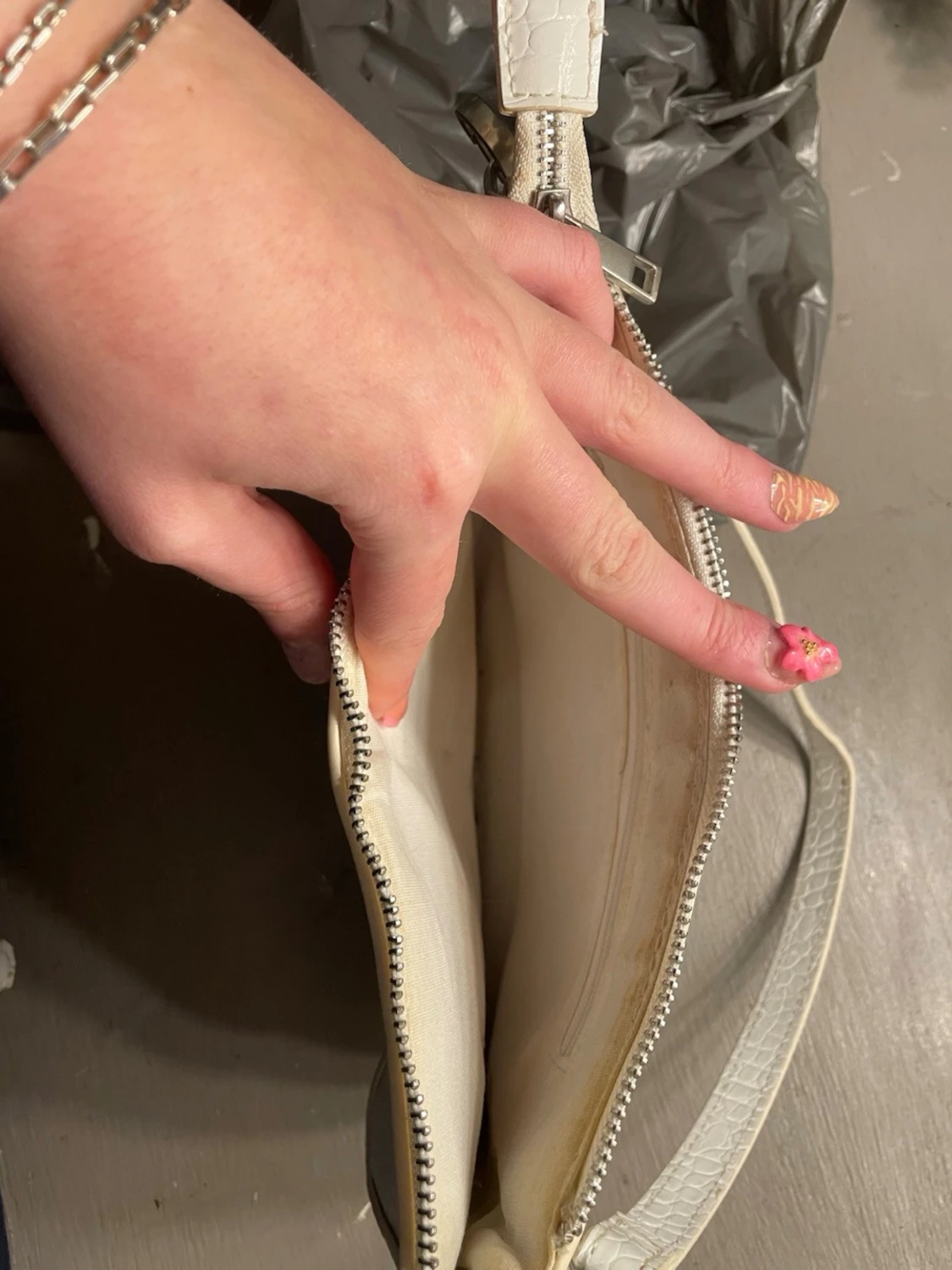 Vit croc handväska med dragkedja - 2