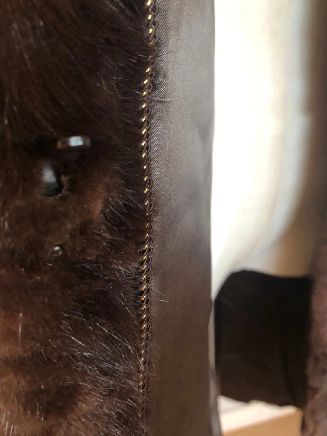 Mörkbrun lång pälsjacka - 5